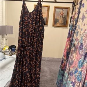 Novella Royale navy and Orange Floral Jumpsuit Midnight Daisy